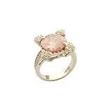 Large Baby Pink Gem Sterling Silver Ring Size 8