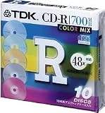 TDK CD-Rデータ用700MB 48倍速カラーミックス デスクトップケース入り10枚パック [CD-R80TX10PCMS]の画像