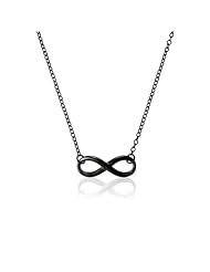 Sterling Silver Black-Plated 16 + 2" Infinity Necklace