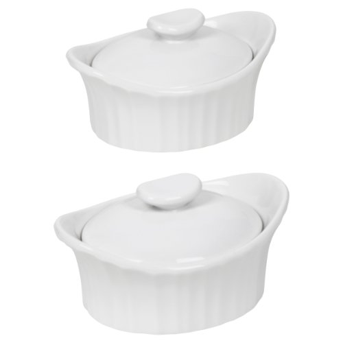 Corningware French White III Dessert Baker with Ceramic Lid, 2-Pack