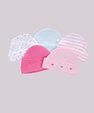 Luvable Friends 5 Girls Caps - pink, 0-6 mos.
