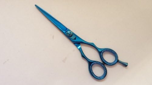 Barber Shears Hairdressing Professional Scissors Hair Cutting Convex Razor Blades Titanium Blue 6"