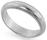 14K White Gold Milgrain Heavy Classic-Fit Wedding Band, 4mm Wide