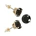 Crazy2Shop 14K Yellow Gold Round Black Simulated Diamond Earring Set, Prong Setting