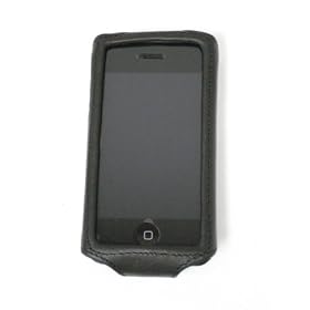 Apple iPhone Premium Black Leather Open Face Case for 2G,3G, & 3Gs