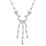 CZ Diamond Platinum over Sterling Silver Chandelier Bridal Pendant