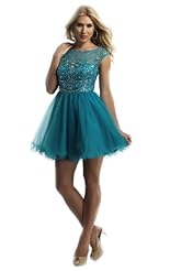 Sexy Chiffon/Taffeta/Tulle Crystals Crystal Cutout Applique Lace Beaded Short Club Dress/Prom Dress 