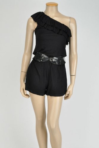 Women's one shoulder romper with belt