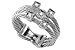 Jewelry : 18K White Gold Triple-Strand Matte-Finish Wire Ring, Enhanced with Bezel Set Diamond Squares.