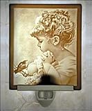 Songbird Lithophane Poreclain Curved Night Light
