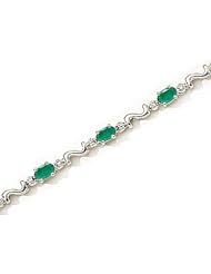 14kt Yellow Gold Oval Emerald and Diamond Bracelet