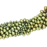 925 Silver & Green Freshwater Pearl 3-Strand Bracelet- 7.5 IN
