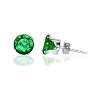 Nickel Free 7mm Round Emerald Cubic Zirconia .925 Sterling Silver Post Back Stud Earrings