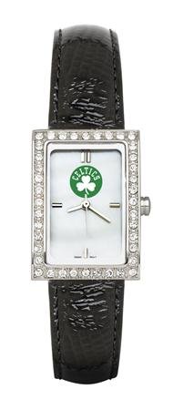 Boston Celtics Women's Black Leather Strap Allure Watch