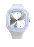 Montre bracelet silicone cadran carre Affichage heure strass Equinoxe Boite Ice Blanc
