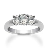 1.00 Ct. T.W. Oval Diamond 3-Stone Ring In Platinum. Size 7