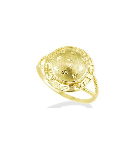 Deal New 14k Yellow Gold Diamond Cut Atomic Greek Key Ring Reviews