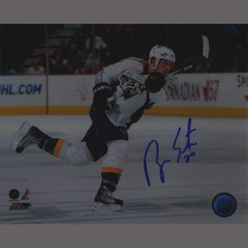 Ryan Suter Autographed Nashville Predators White Jersey Slap Shot Vertical 8x10 Photograph