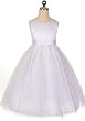 New Satin & Tulle Flower Girl Dress (Ivory or White with Alternate Satin Waist Sash Colors) 2 to 12 Girls
