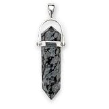 Sterling Silver Snowflake Obsidian Crystal Shape Pendant