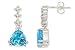 3 1/6 Carat Trillion-Cut Blue Topaz and Diamond 14K White Gold Earrings
