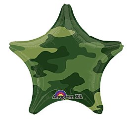 Camouflage Star Shaped Mylar Balloon 19 Camo Army Military