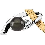 14K White Gold Black Cultured Pearl & Diamond Pendant