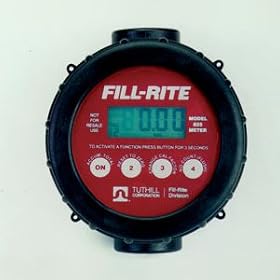 Tuthill Transfer 807A100 Standard Mechanical Flowmeter for fuels, alcohols, oils and many solvents. UL Listed. Registers 100 gallons, totalizes 100,000 gallons. Flow rate 5-20 GPM, 1