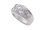 Sterling Silver Polished Checkerboard CZ Ring
