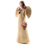 Painted Wood Effect Angel Standing with Roses - 2 assorted Designs (Sold Separately)
