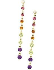 14K Yellow Gold Multicolor Gemstones and Diamond Earrings -- LIFETIME WARRANTY