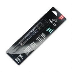Refill For Gel Ink Roller Ball Pens, Medium, Black Ink, 2 Pack by Parker Pen