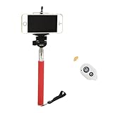 TARION スマートフォン用 Bluetoothシャッターリモコン 一脚モノポッド スマホホルダー 3点セット (ホワイト&ピンク)