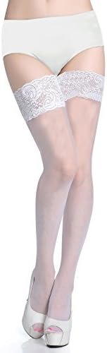 Lubricious Thigh High Stockings (One Size 1 Pack, White)