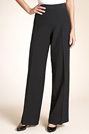 Flat Front Wide Leg Side Zip Plain Trousers