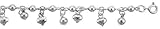Sterling Silver Charm Anklet with Chime Balls and Hearts