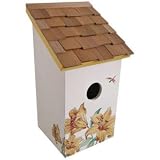 Hand-Painted Salt Box Lily and Cream Birdhouse