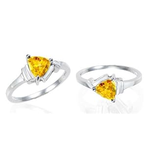 Buy Trillion Cut Citrine Ring Sterling Silver by Peora