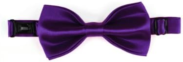MasQline Boy's Adjustable Solid Color Bowtie Kids Dark Purple