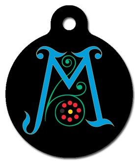 Monogram Letter M Pet ID Tag for Dogs and Cats