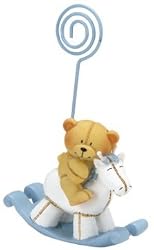 Adorable blue & white rocking teddy place-clip sold in 6's