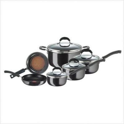 Ultimate Hard Enamel 10-piece Cookware Set in Black