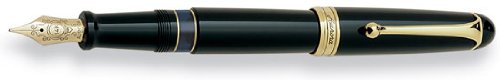 Aurora 88 Gold Plated Black Resin Large Bold Point Fountain Pen - AU-800B