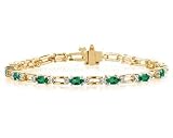 14k Yellow Gold Diamond and Emerald Bracelet thumbnail