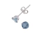 Sterling Silver 5mm Round CZ Fashion Birthstone Earring in 4 Prong Setting, March