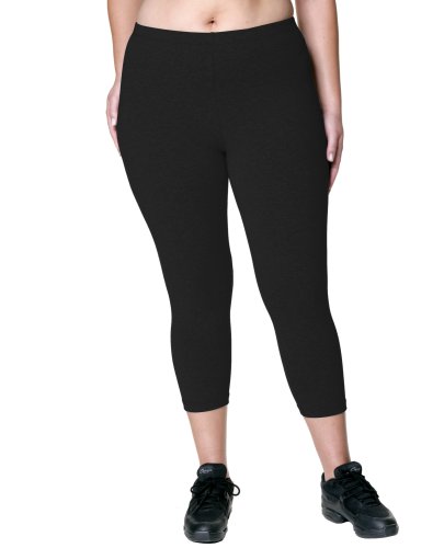 Danskin+Women%27s+Plus+Size+Cotton+Capri+Legging%2CBlack%2C2x