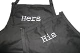 Black Embrodered Set of Aprons His & Hers