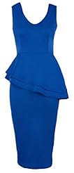 Sleeveless Elastane/Polyester Peplum Knee Length Bodycon Dress 