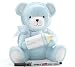 Baby Boy's Blue Bear Piggy Bank Holding Baby Bottle With Birth Information Infant Nursery Decor And Birth Gift
