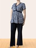 Motherhood Maternity: Plus Size Short Sleeve Faux Wrap Maternity Pantset